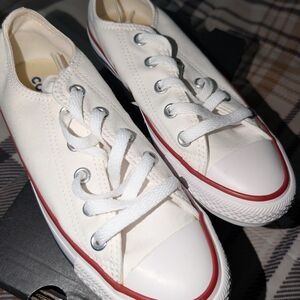 Converse Optical White Sneakers with Red Accents
